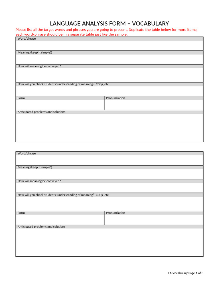 Lexis Analysis Form | PDF