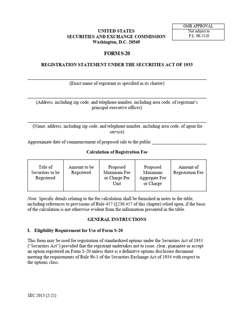 Forms 20 | PDF | Regulation S K | Securities Act Of 1933