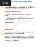 Assumptions in Assignment Problem