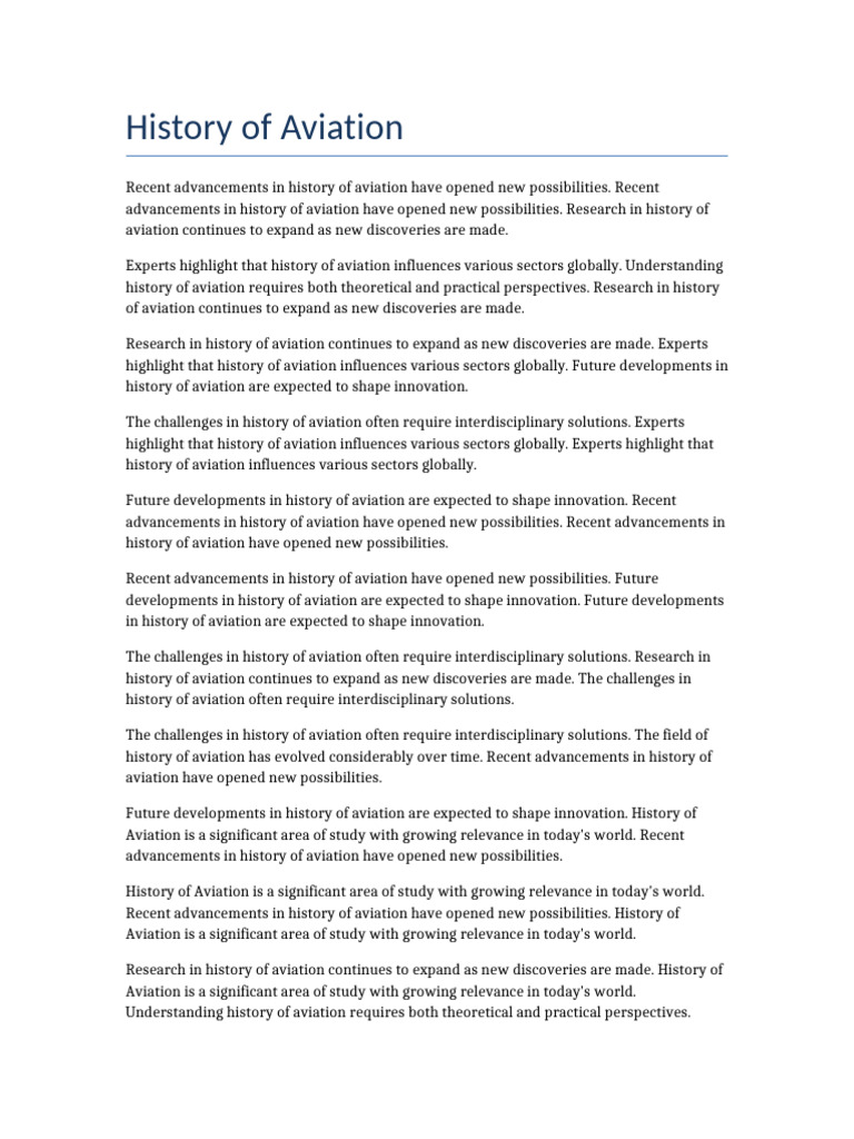 History of Aviation | PDF | Interdisciplinarity | Innovation