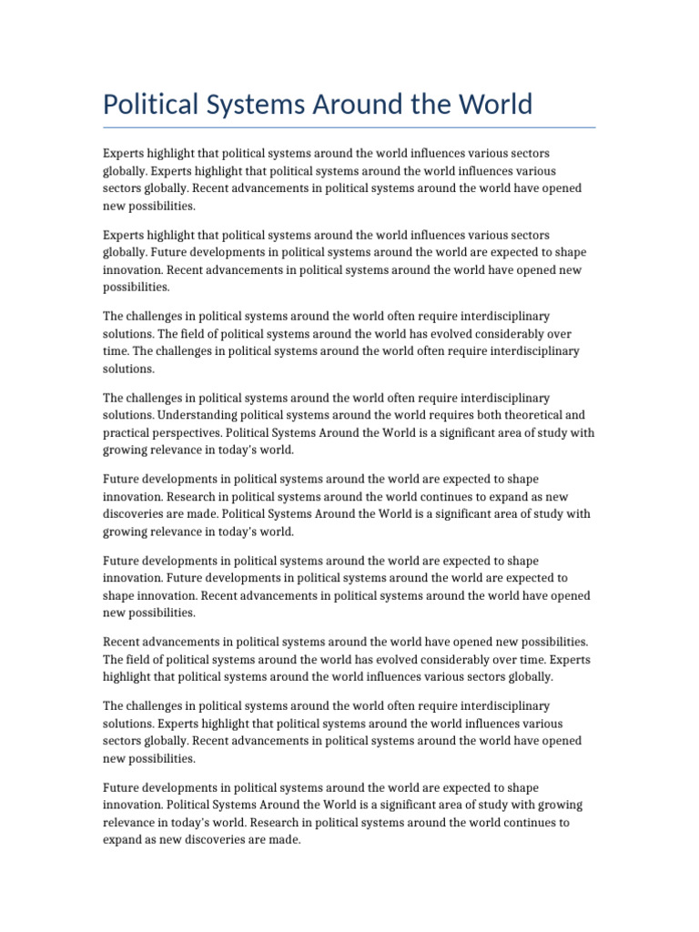 Political Systems Around The World | PDF | Interdisciplinarity | Innovation