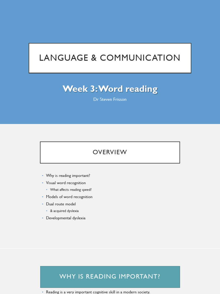 Lecture3 Language+&+Communication 2025 26 Students | PDF | Dyslexia | Word