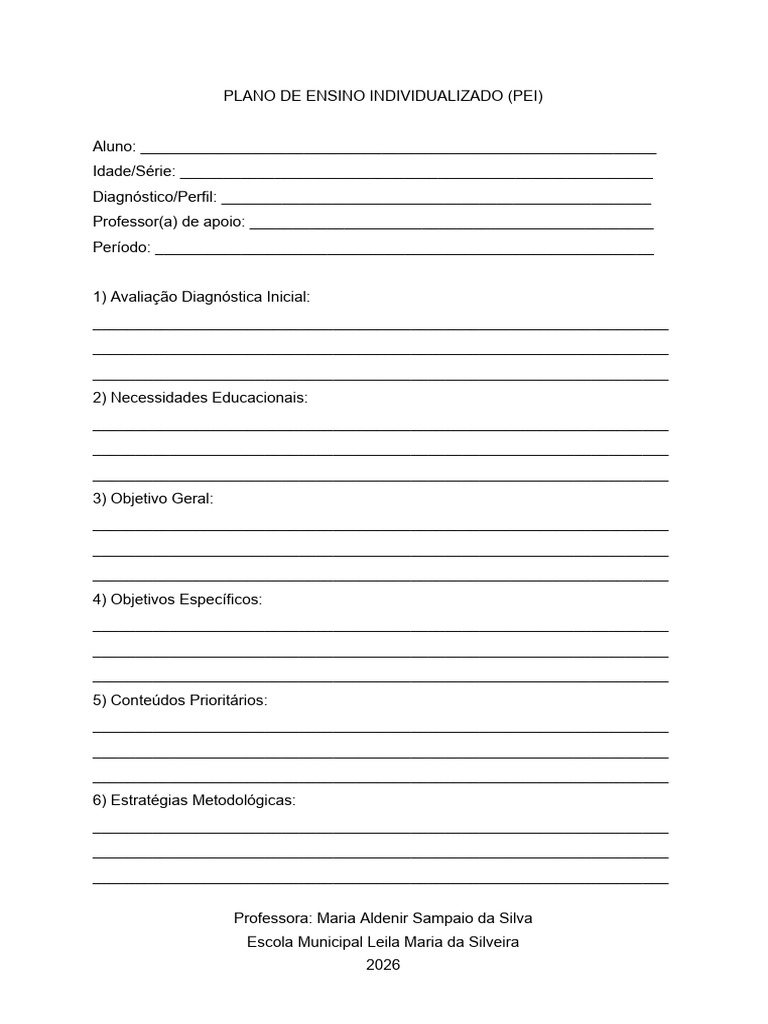 Plano de Ensino Individualizado (Pei) | PDF | Linguística