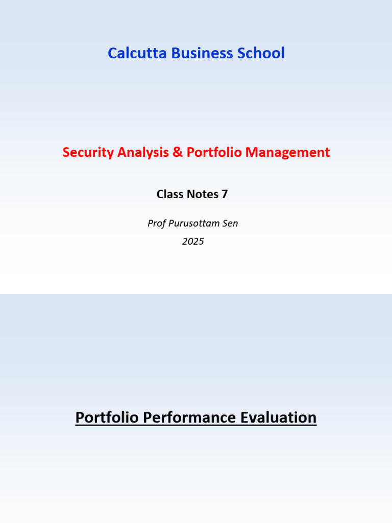 Cbs Sapm Class Notes 7 | PDF | Investment Management | Sharpe Ratio