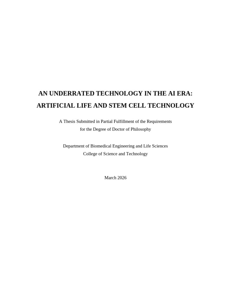 Artificial Life Stem Cell Thesis | PDF | Tissue Engineering | Stem Cell