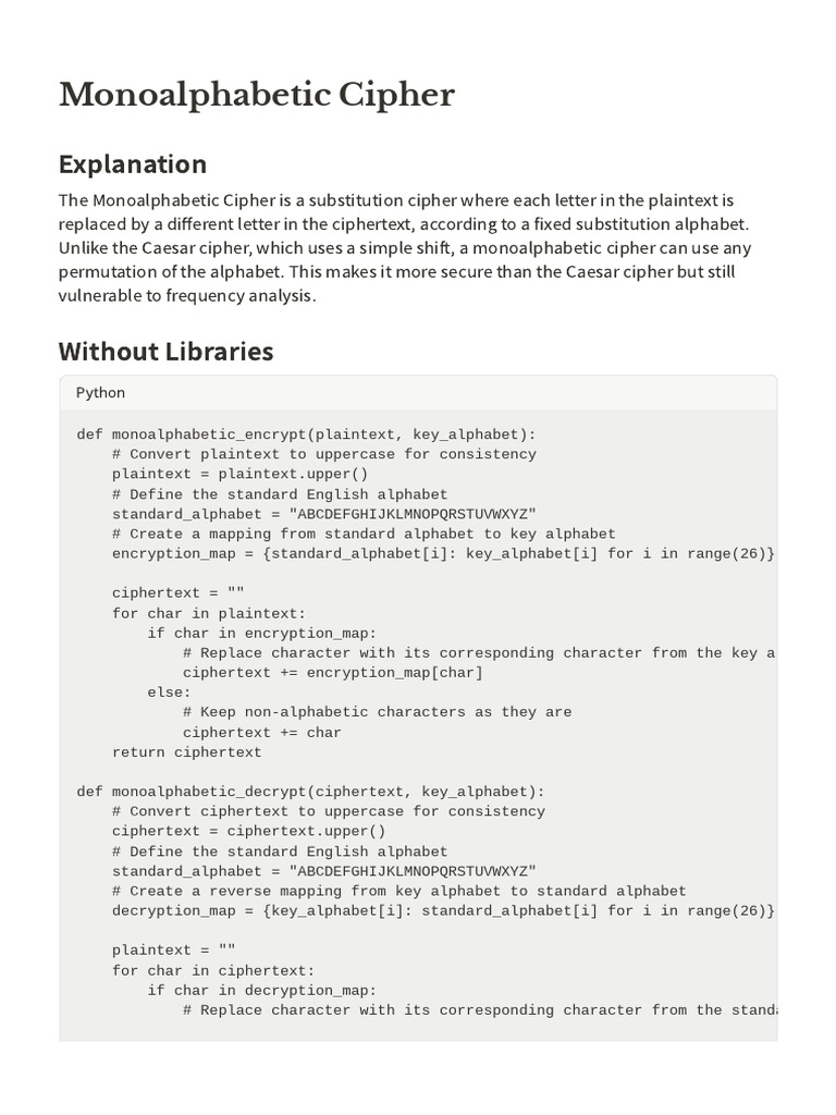Monoalphabetic Cipher - MD | PDF | Cipher | Encryption