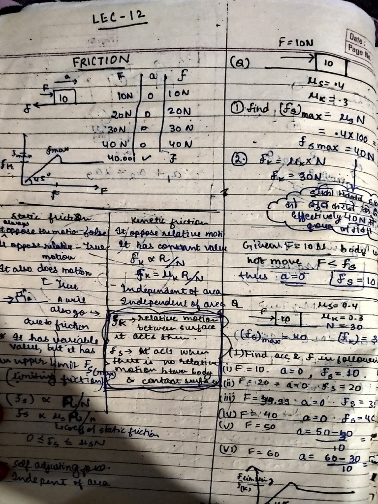Physics Kattar Advance Friction Attractive Notes | PDF