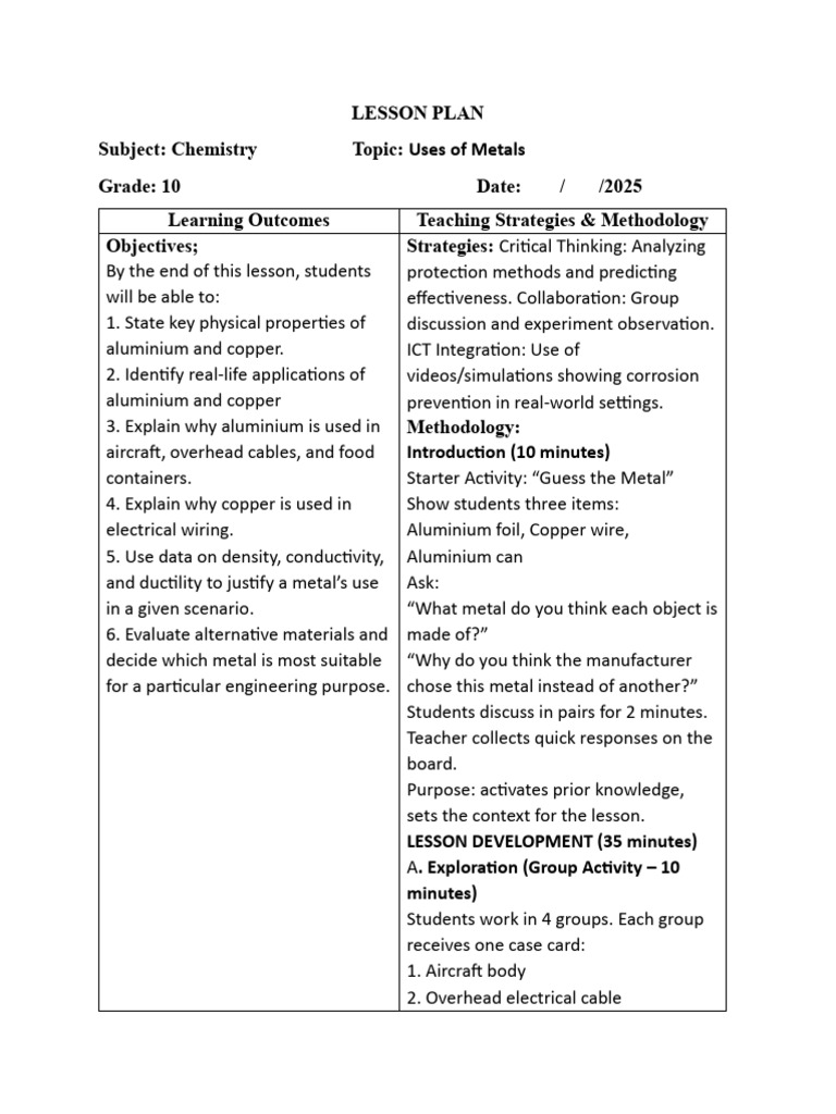 10 Plan Uses of Metals | PDF | Metals | Electrical Resistivity And ...