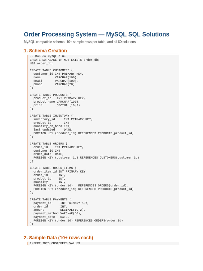 SQL Solutions | PDF