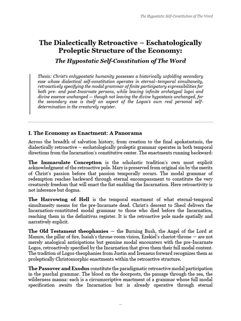 The Dialectically Retroactive - Eschatologically Proleptic Structure of ...