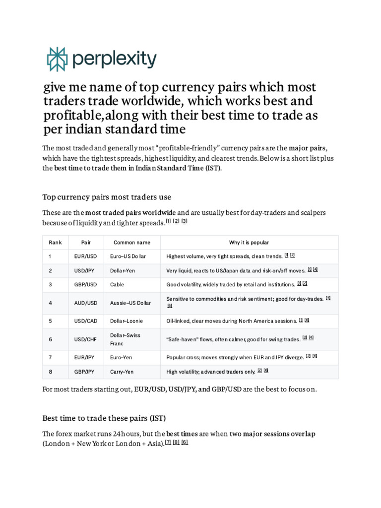 Name of Top Currency Pairs Which Most Traders Trade | PDF ...