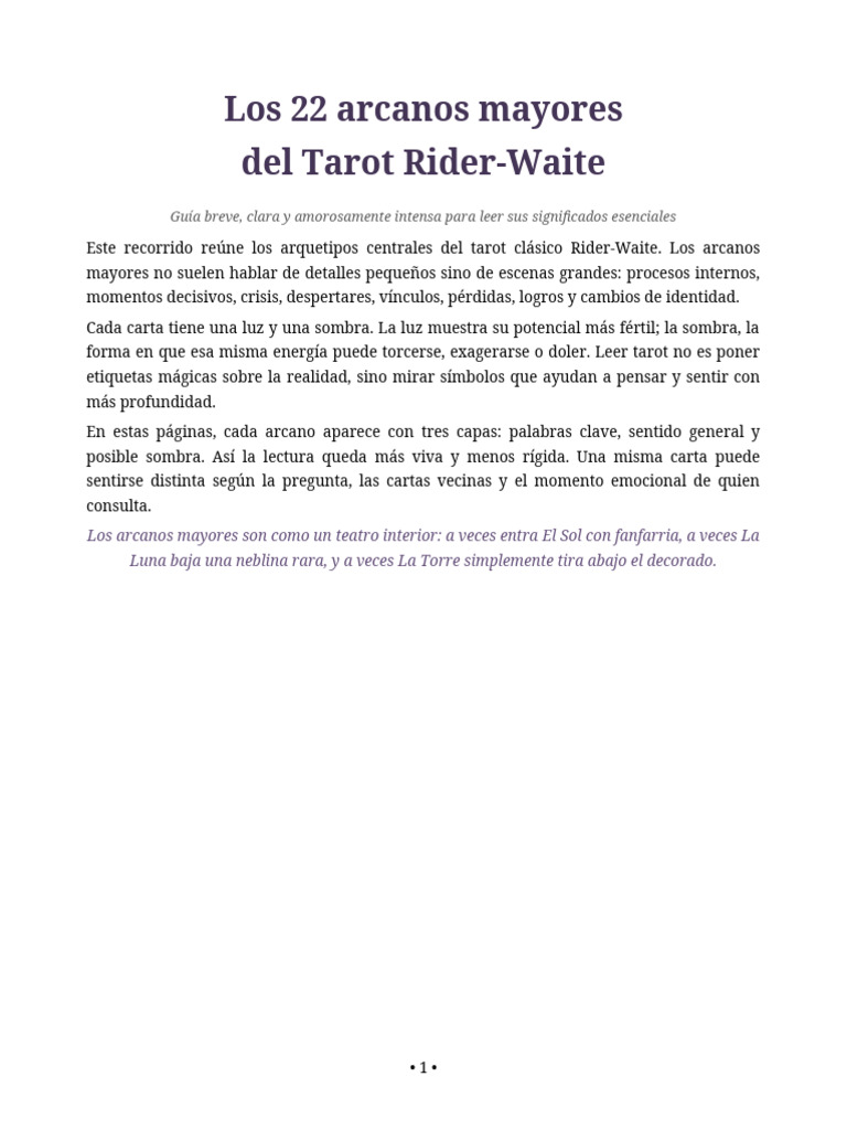 Tarot Arcanos Mayores Rider 10 Paginas | PDF | Tarot | Arcanos Mayores
