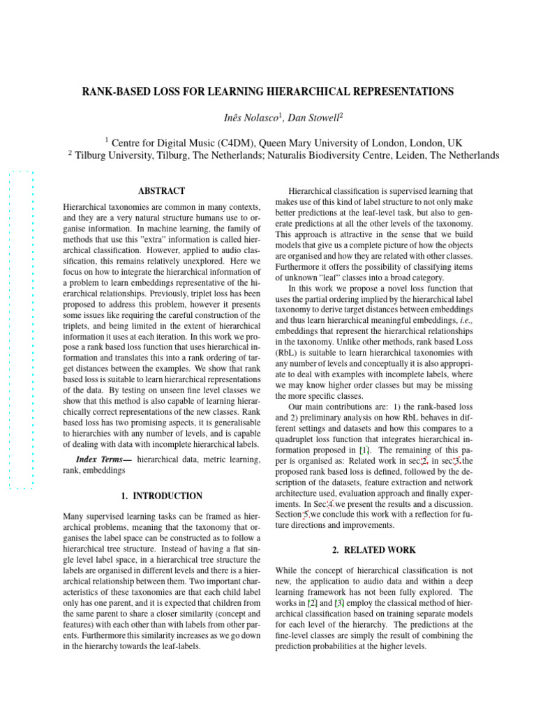 Rank-Based Loss For Learning Hierarchical Representations | PDF ...