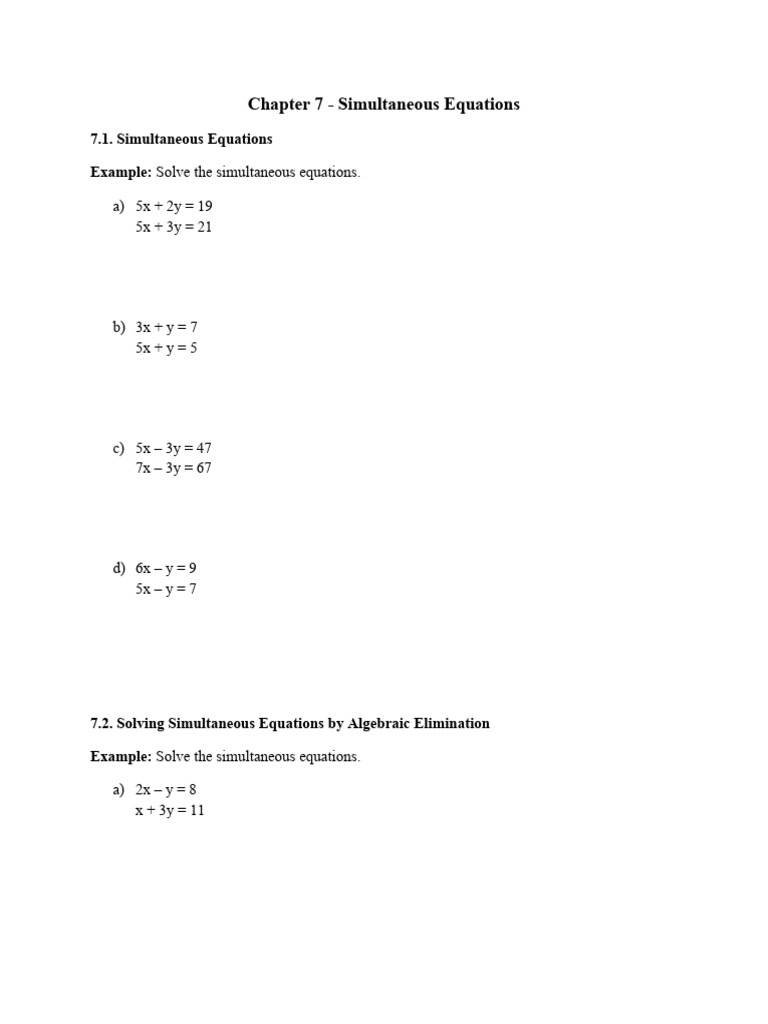 Chapter 7 Simultaneous Equations 2 | PDF