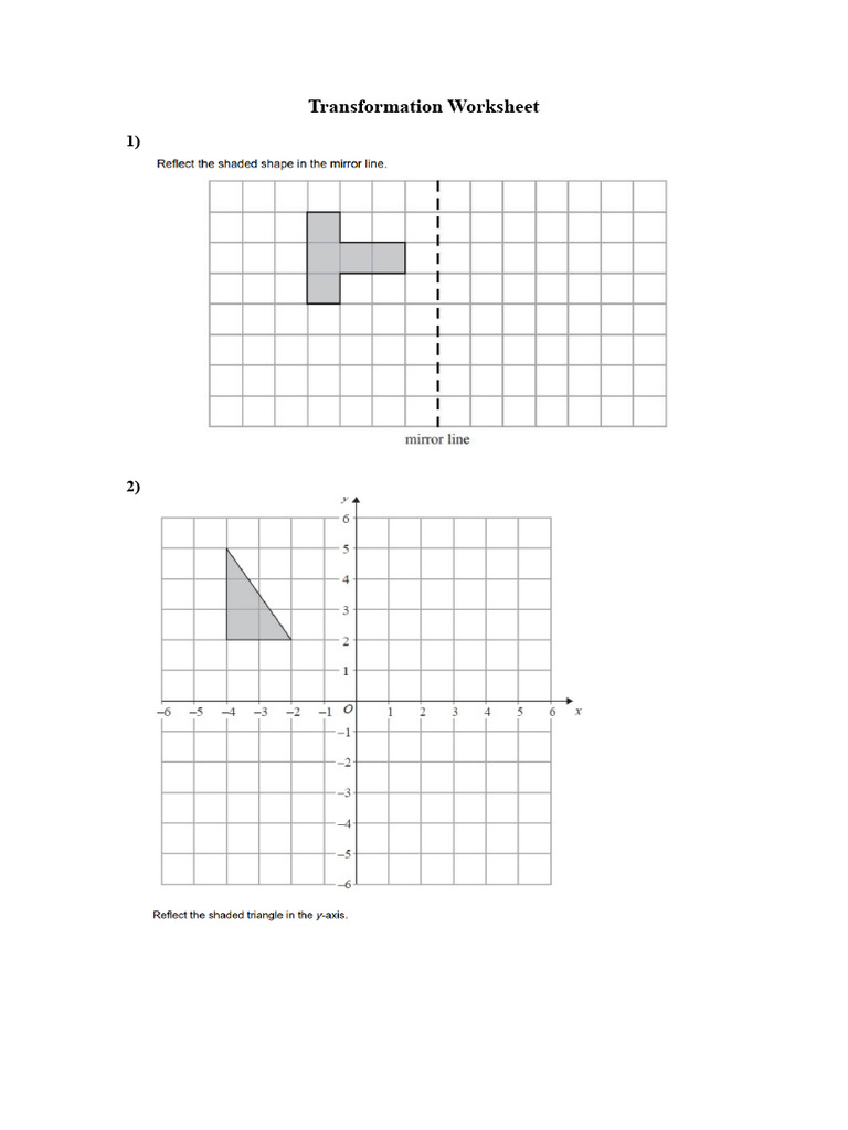 Transformation Worksheet 2 | PDF