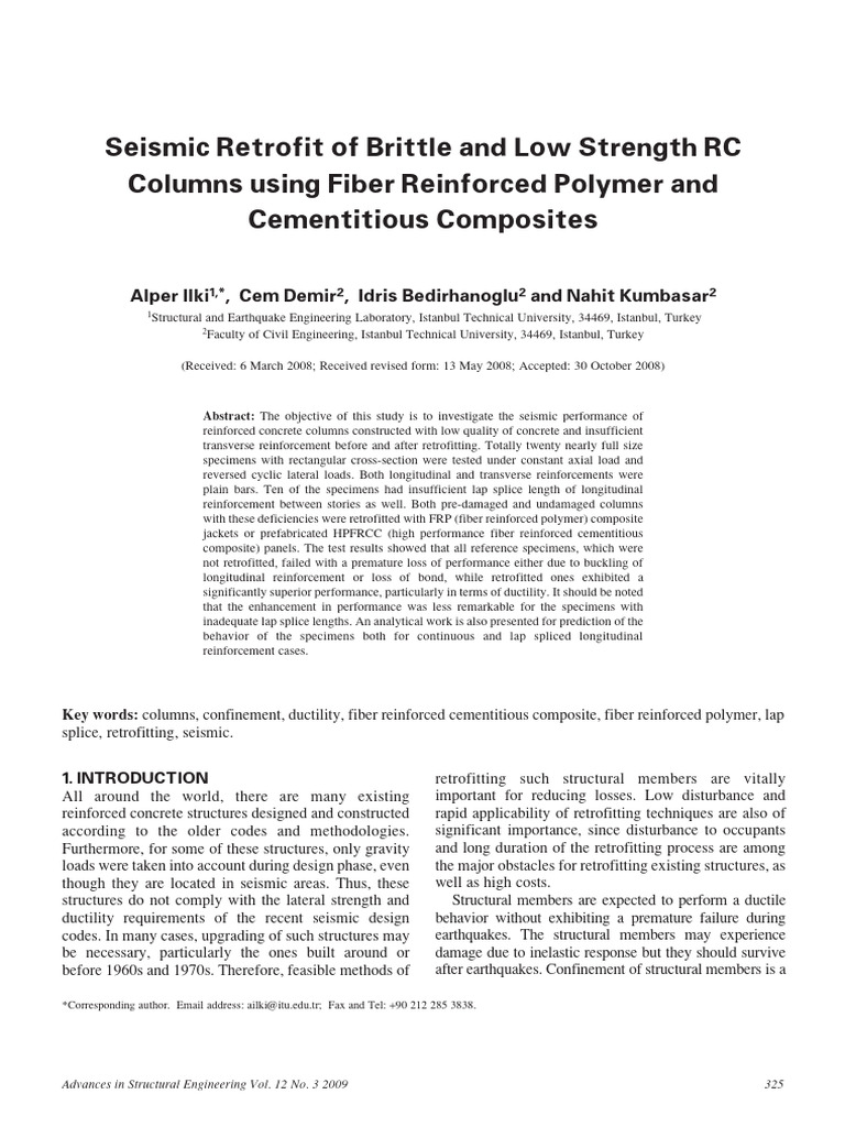 Seismic Retrofit of Brittle and Low Strength RC Columns Using Fiber ...