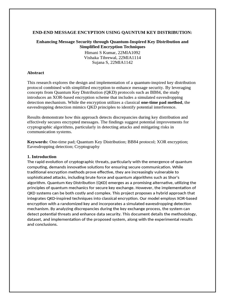 Enhancing Message Security Through Quantum | PDF