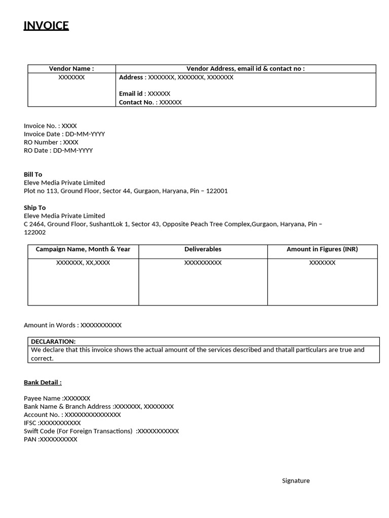Non-GST INV Template | PDF