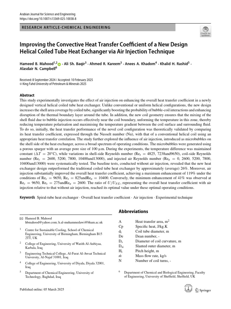 Improving The Convective Heat Transfer Coefficient | PDF | Heat ...