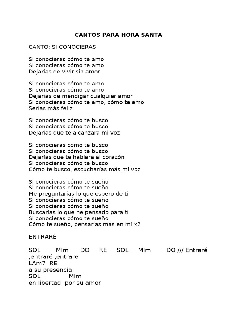 Hora Santa Cantos | PDF | Adoración Cristiana Y Liturgia