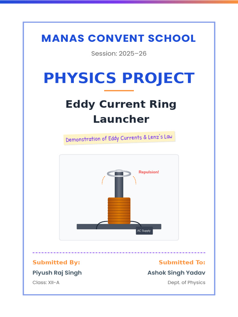 Eddy Current Ring Launcher CBSE Physics Project | PDF | Electromagnetic ...