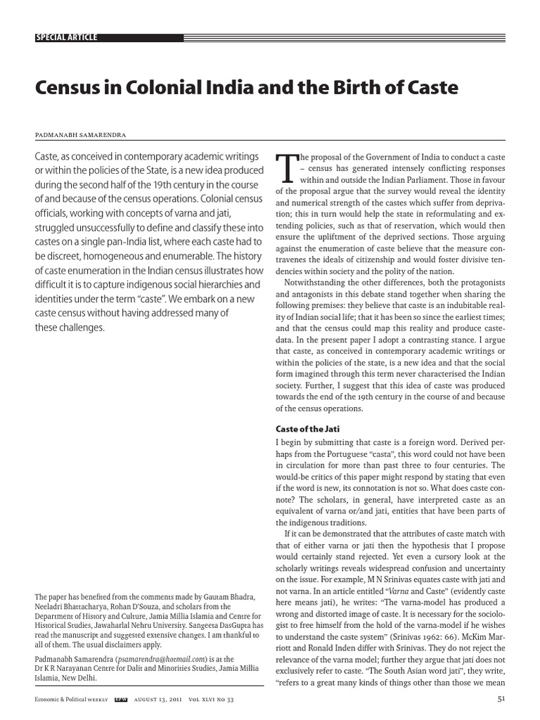 Census in Colonial India and The Birth o | PDF