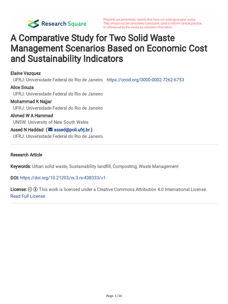 A Comparative Study-PREPRINT | PDF | Waste Management | Municipal Solid ...