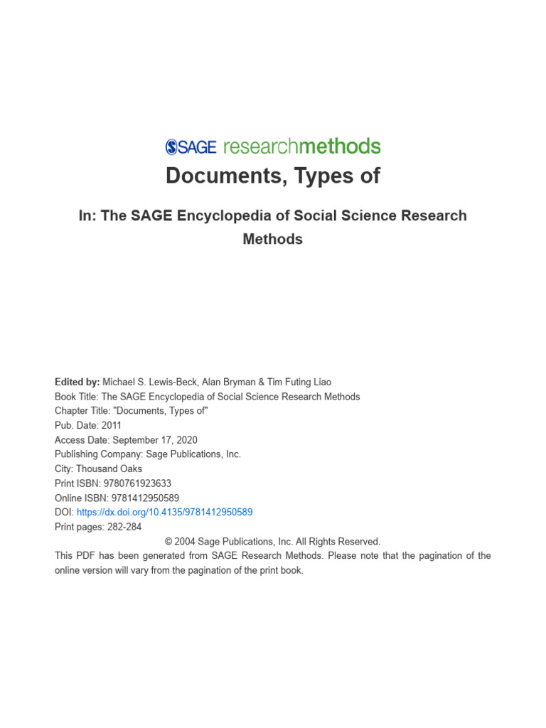 The Sage Encyclopedia of Social Science Research Methods | PDF ...