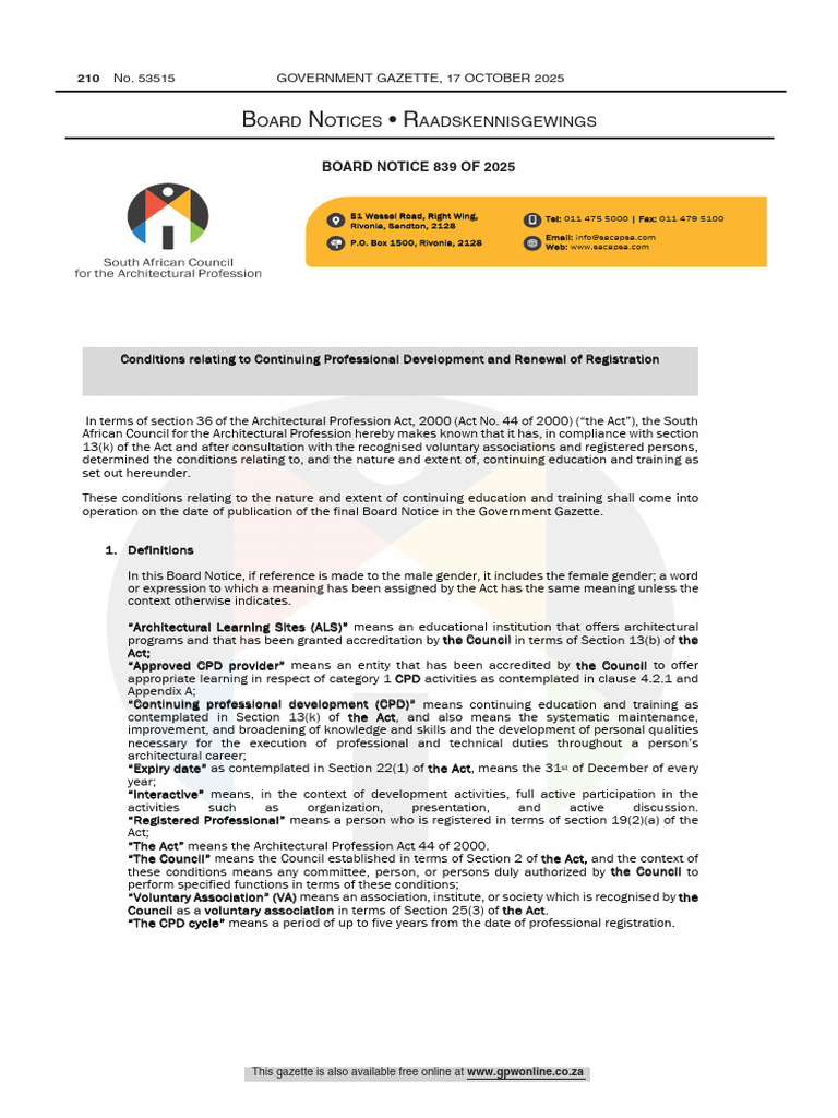 1.4 SACAP Conditions Relating To Continuing Professional Development ...