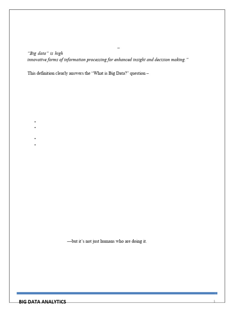 Big Data Analytics Intro Notes... 1 | PDF | Analytics | Big Data