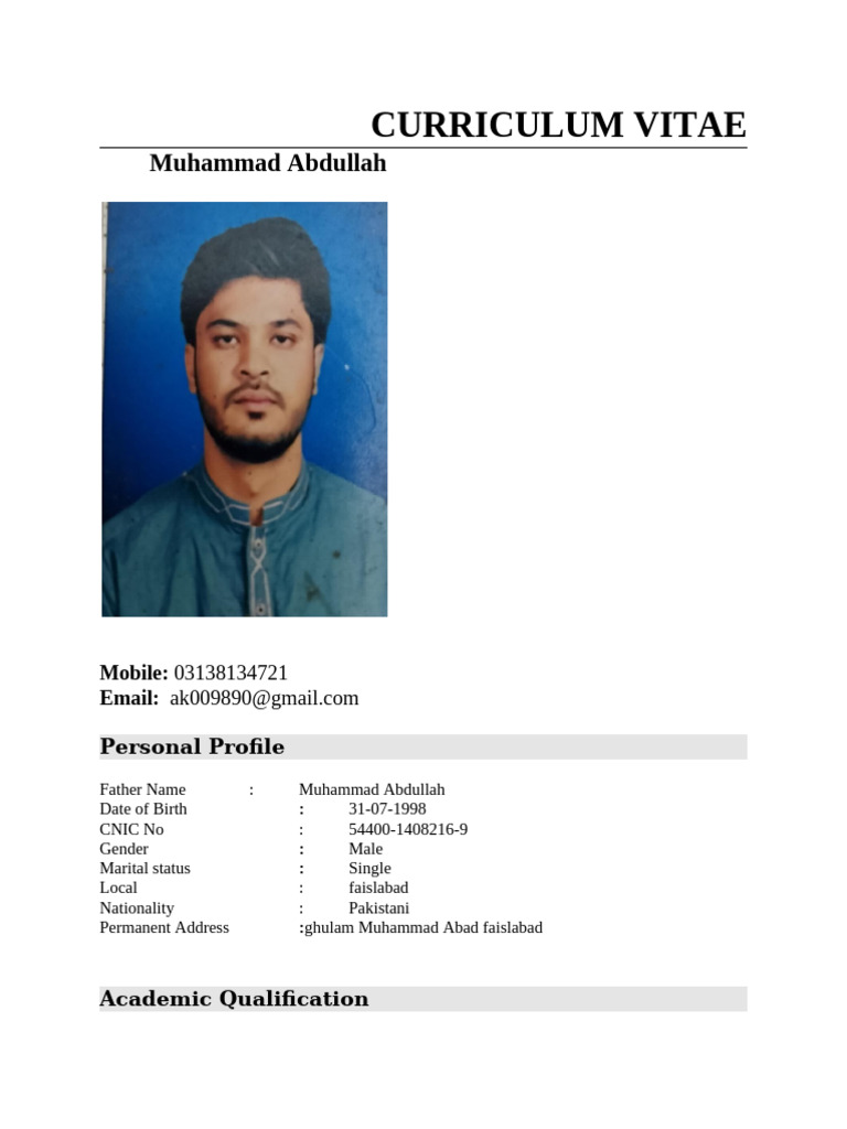 Abdullah Uuppate CV | PDF