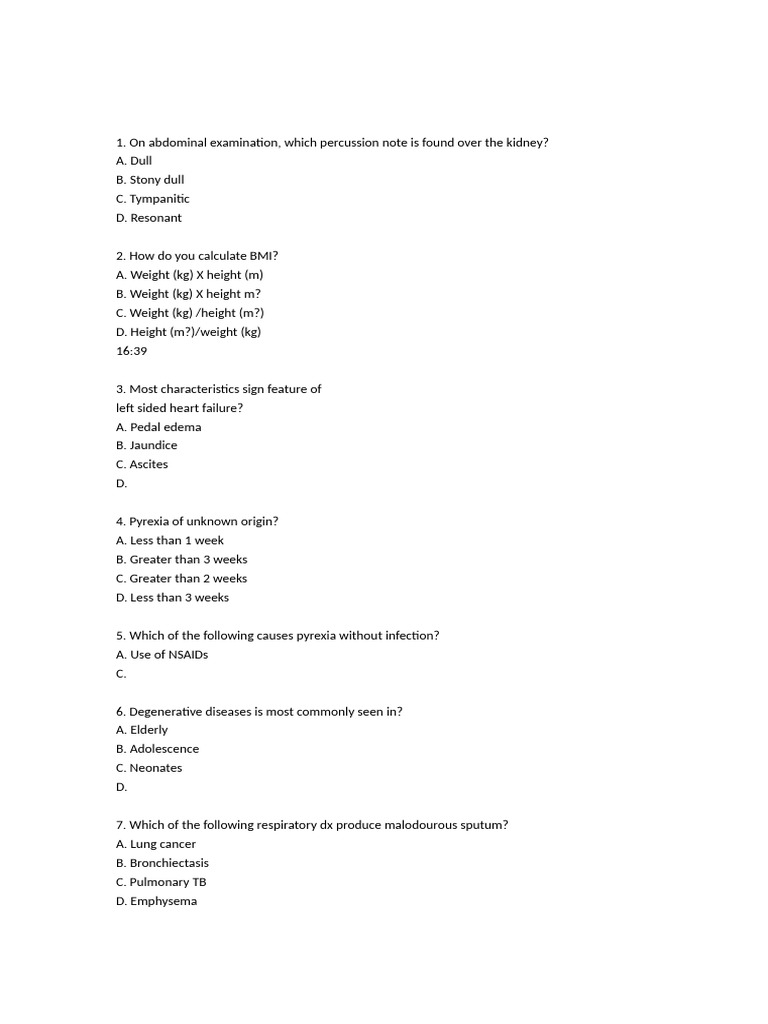 Medicine Questions | PDF | Lung | Heart Failure