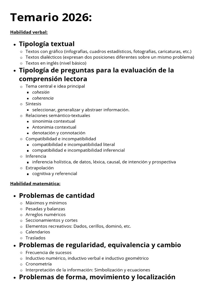 Temario 2026 | PDF