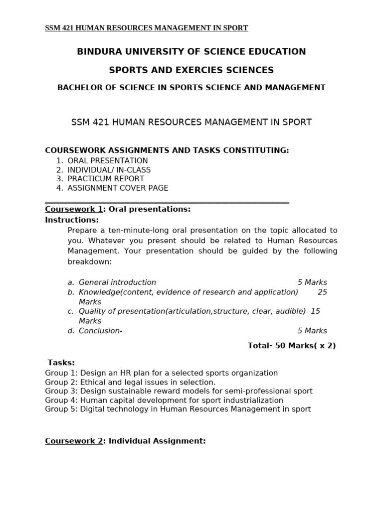 Ssm421 Coursework Assignments and Tasks | PDF