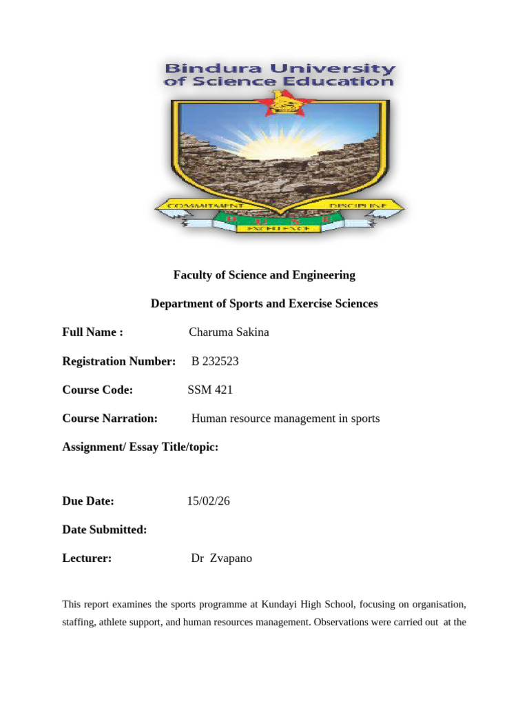 Sakina Charuma Assgn 3 | PDF | Sports | Human Resource Management