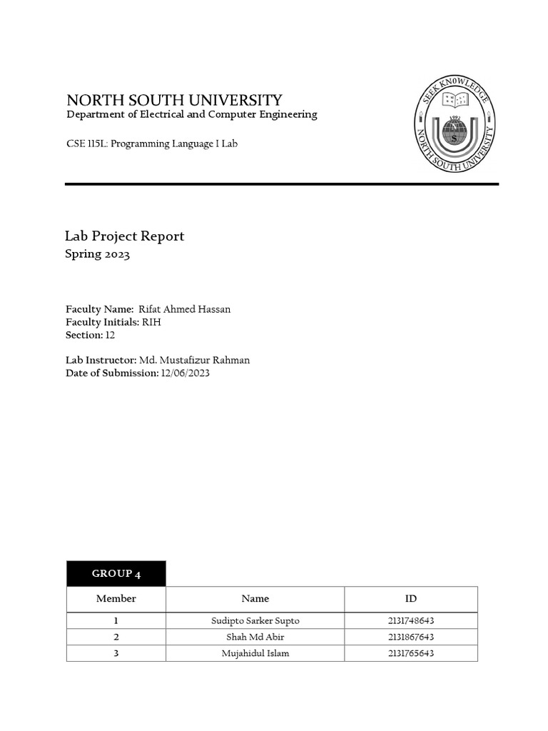 Group 4 Project Report | PDF | Pointer (Computer Programming) | Menu ...