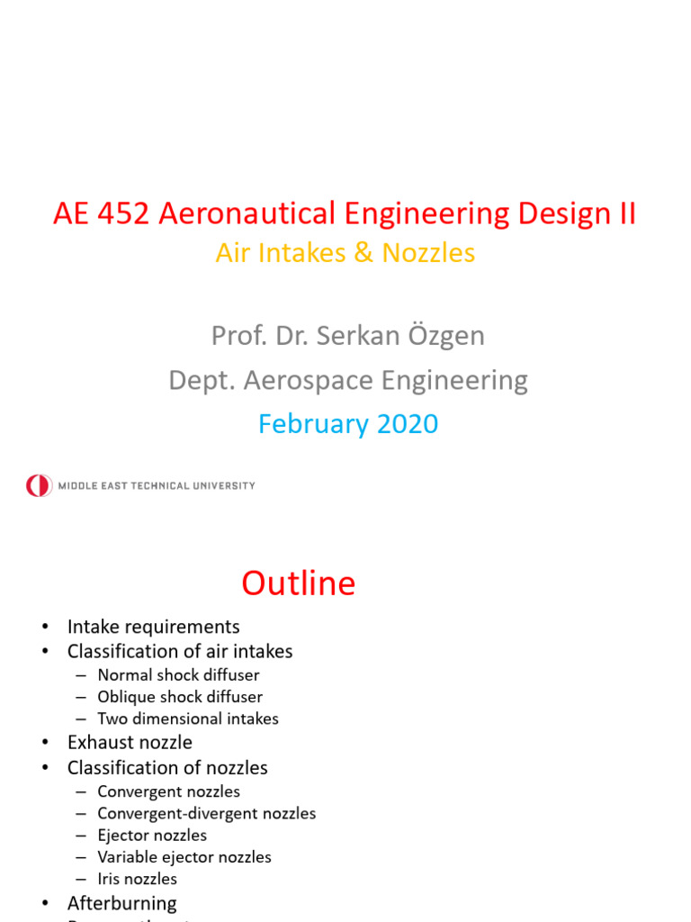 Lecture1 Intakes Nozzles | PDF | Shock Wave | Mach Number