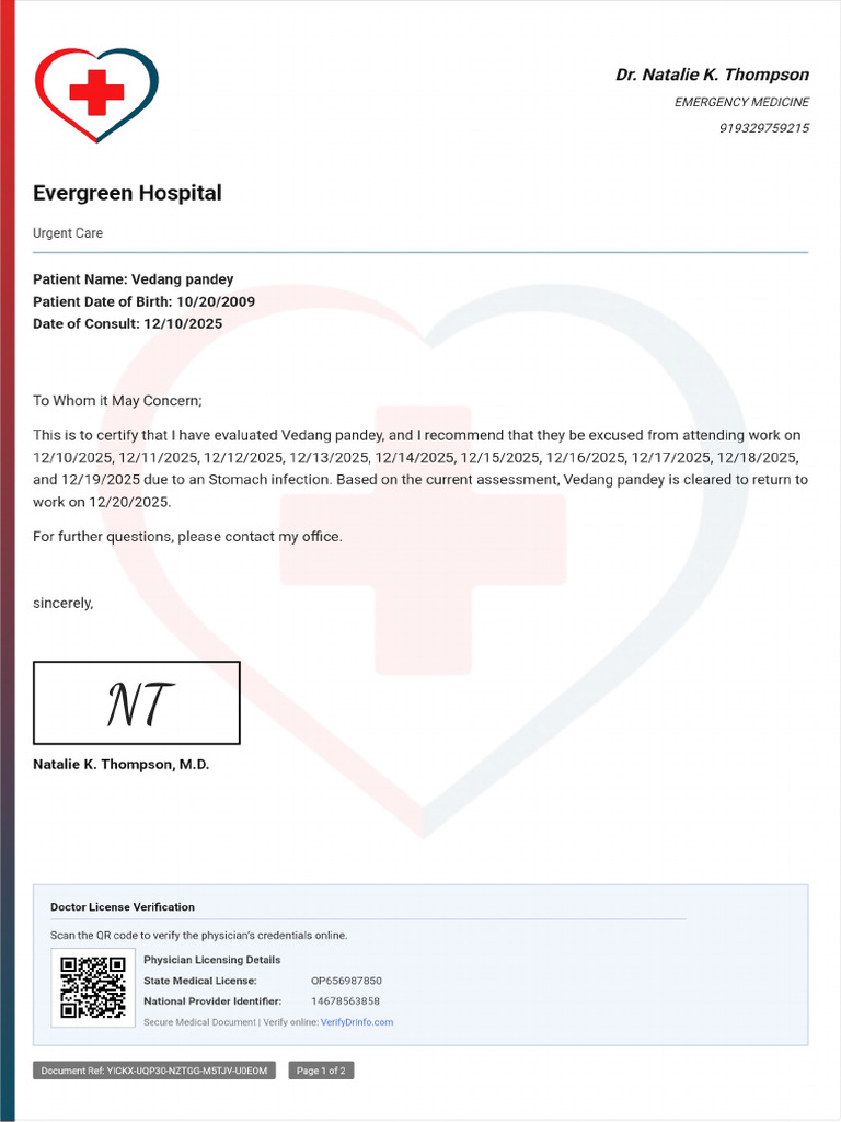 Doctor Note With Signature | PDF