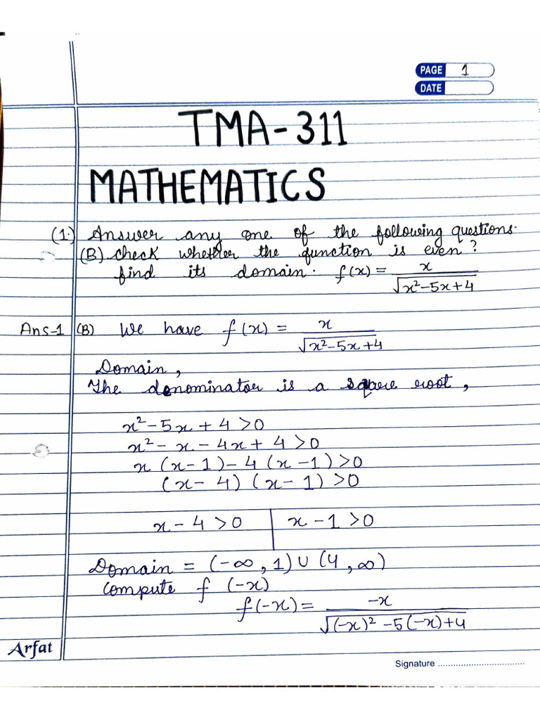 Mathematics TMA2 Handwritten 12 | PDF