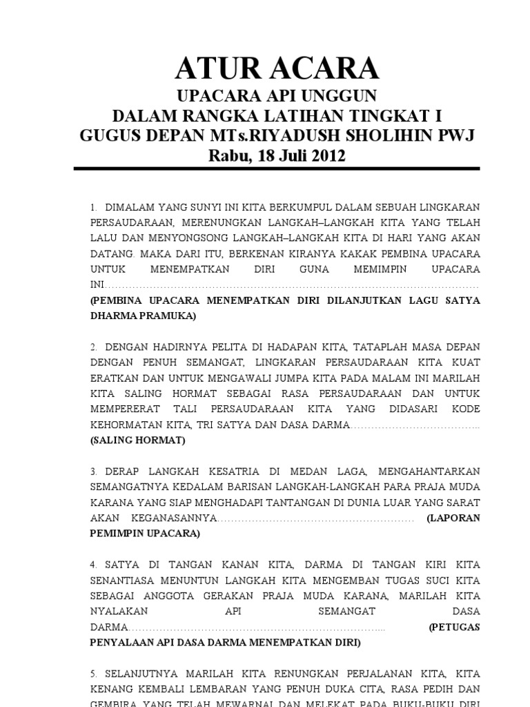 Atur Acara Upacara API Unggun