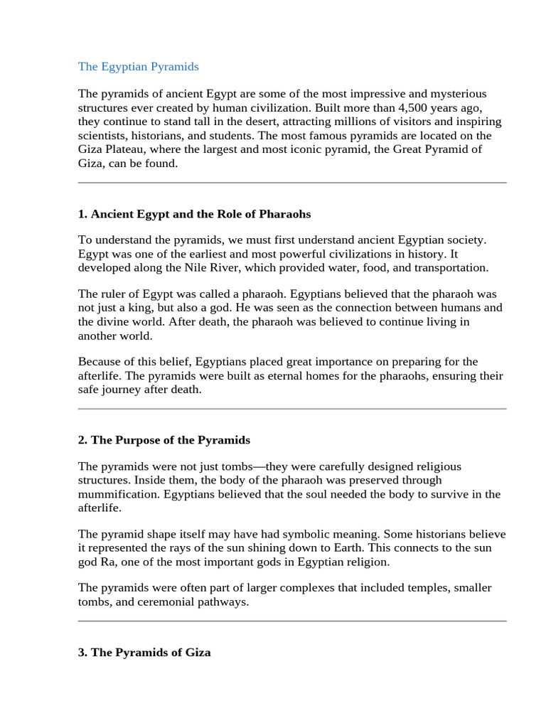 The Egyptian Pyramids | PDF | Egyptian Pyramids | Ancient Egypt