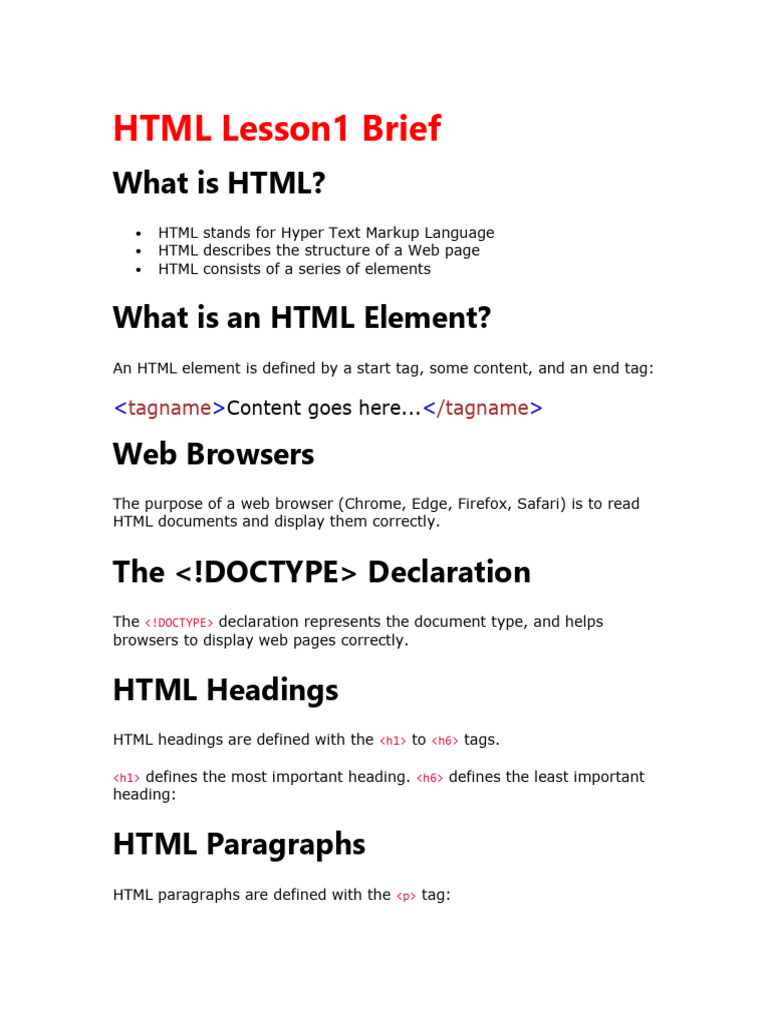 Lesson 1 Tasks | PDF | Html | Html Element