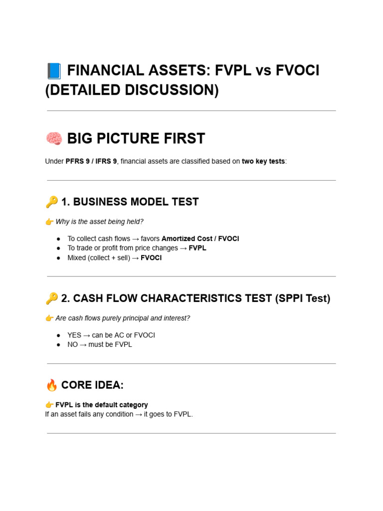 FINANCIAL ASSETS - FVPL Vs FVOCI | PDF | Fair Value | Business Economics