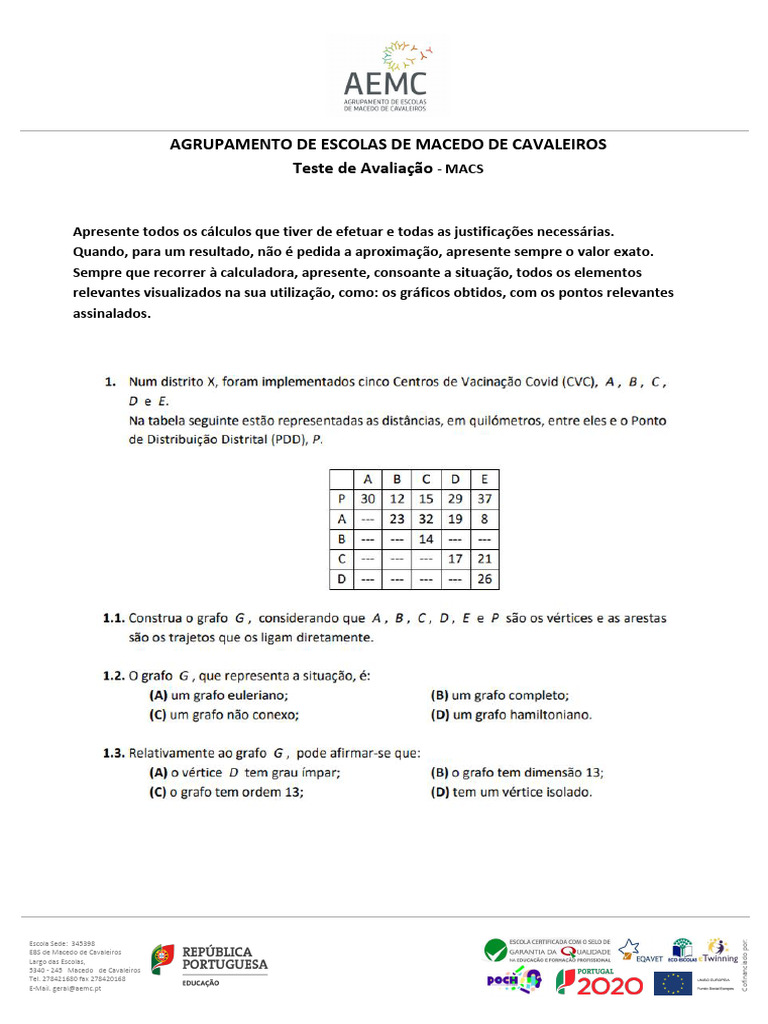 Teste Avaliação Dezembro - Macs11 | PDF