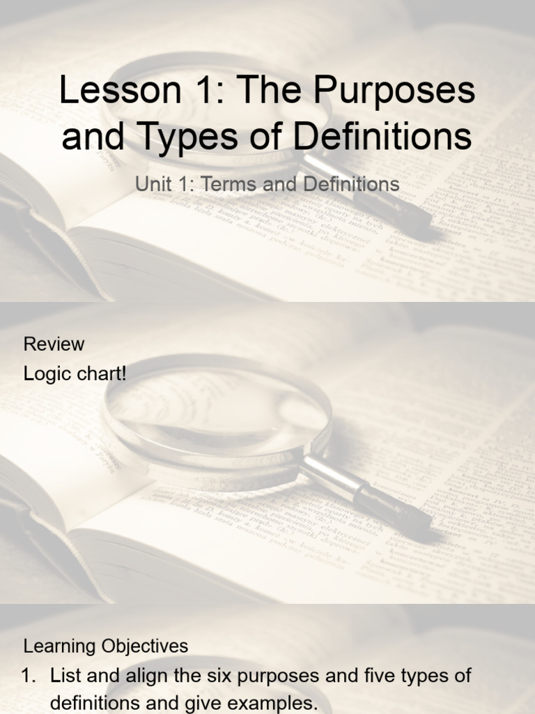 Lesson 1 - The Purposes and Types of Definitions | PDF