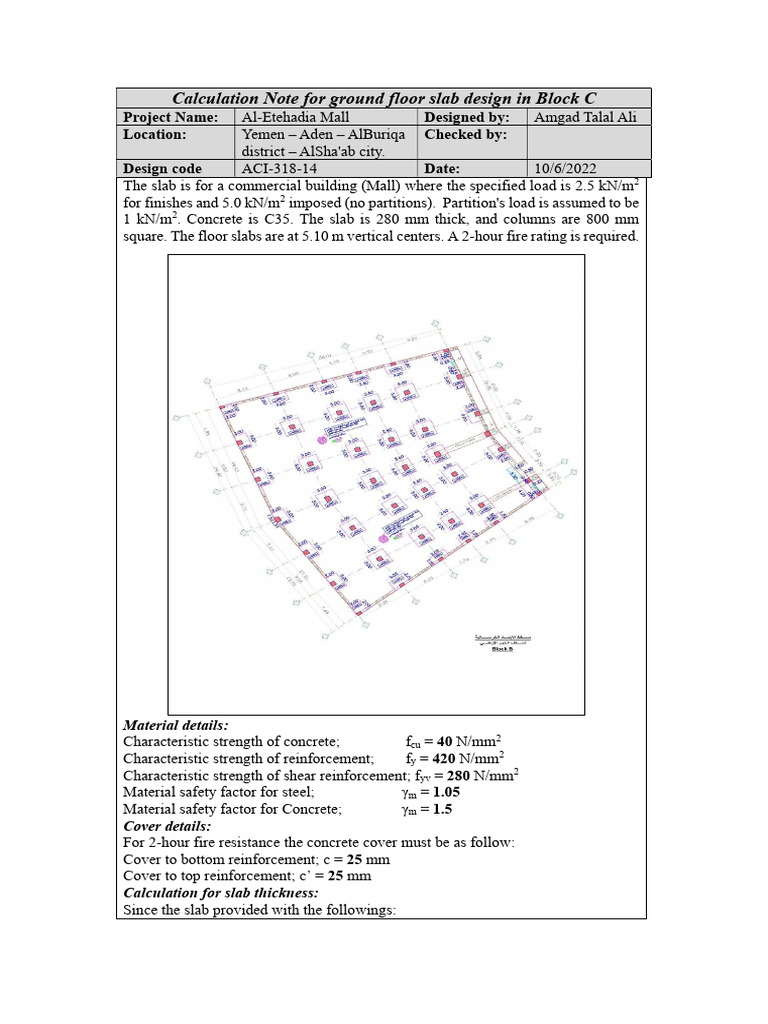 Calculation Note - G.F. Slab - Block B - Mall Building | PDF | Concrete ...