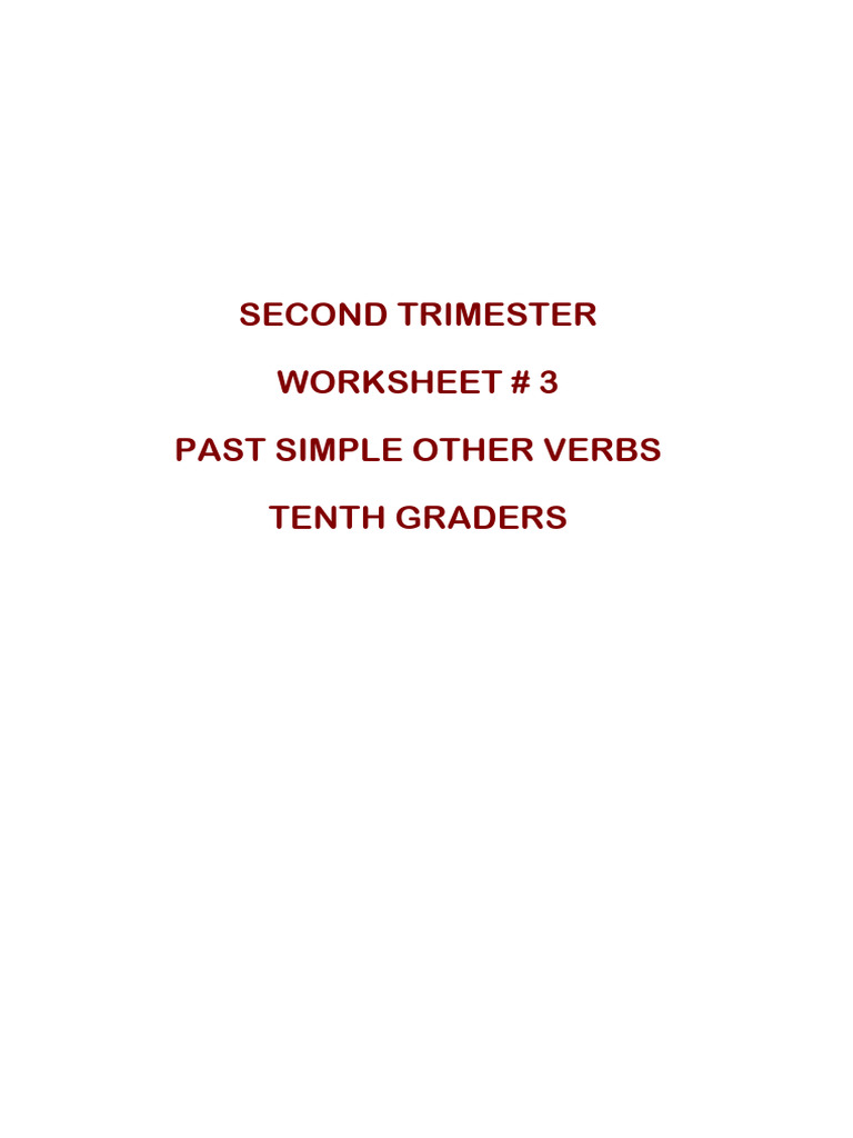 Worksheet 3-Past Simple Other Verbs | PDF