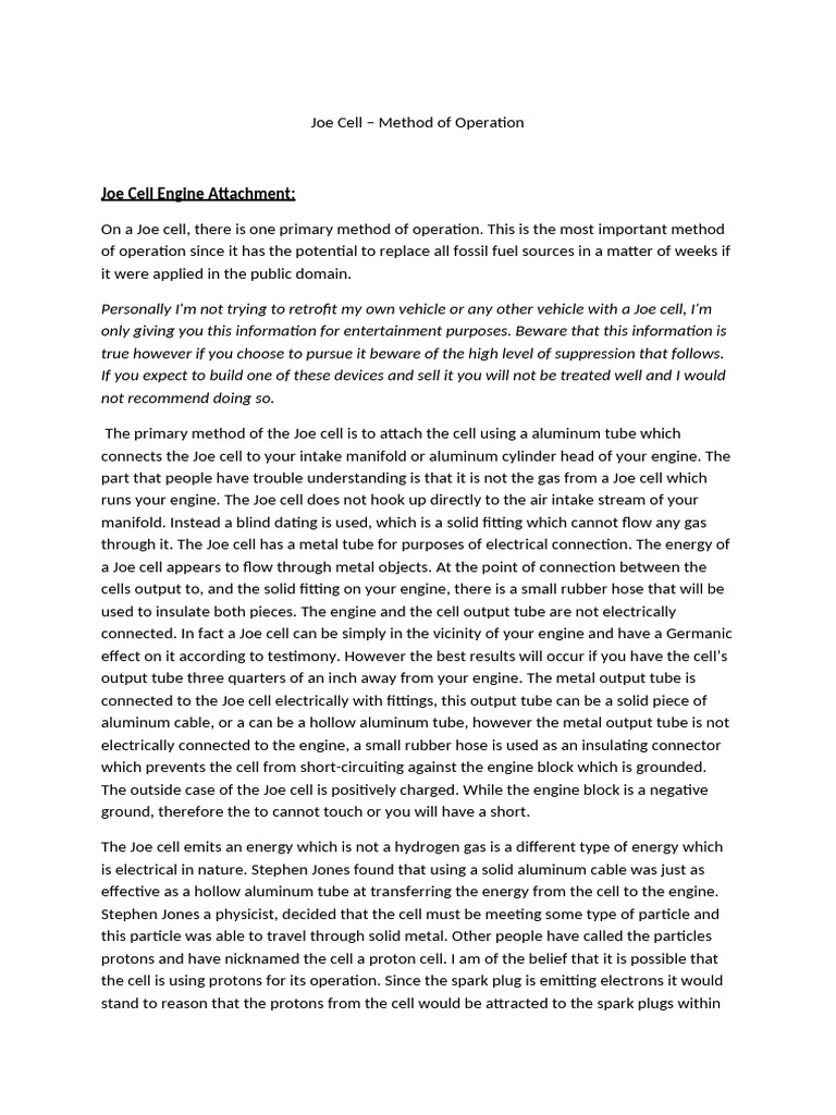 Joe Method of Operation | PDF