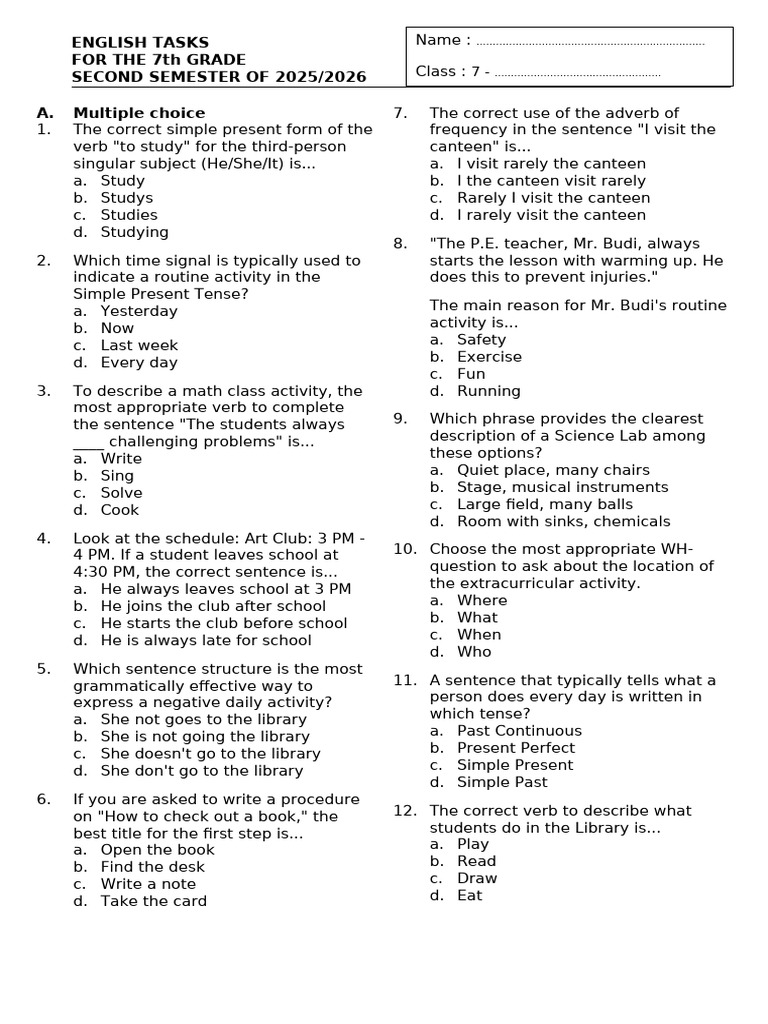 English Tasks Vii | PDF | Verb | Linguistics