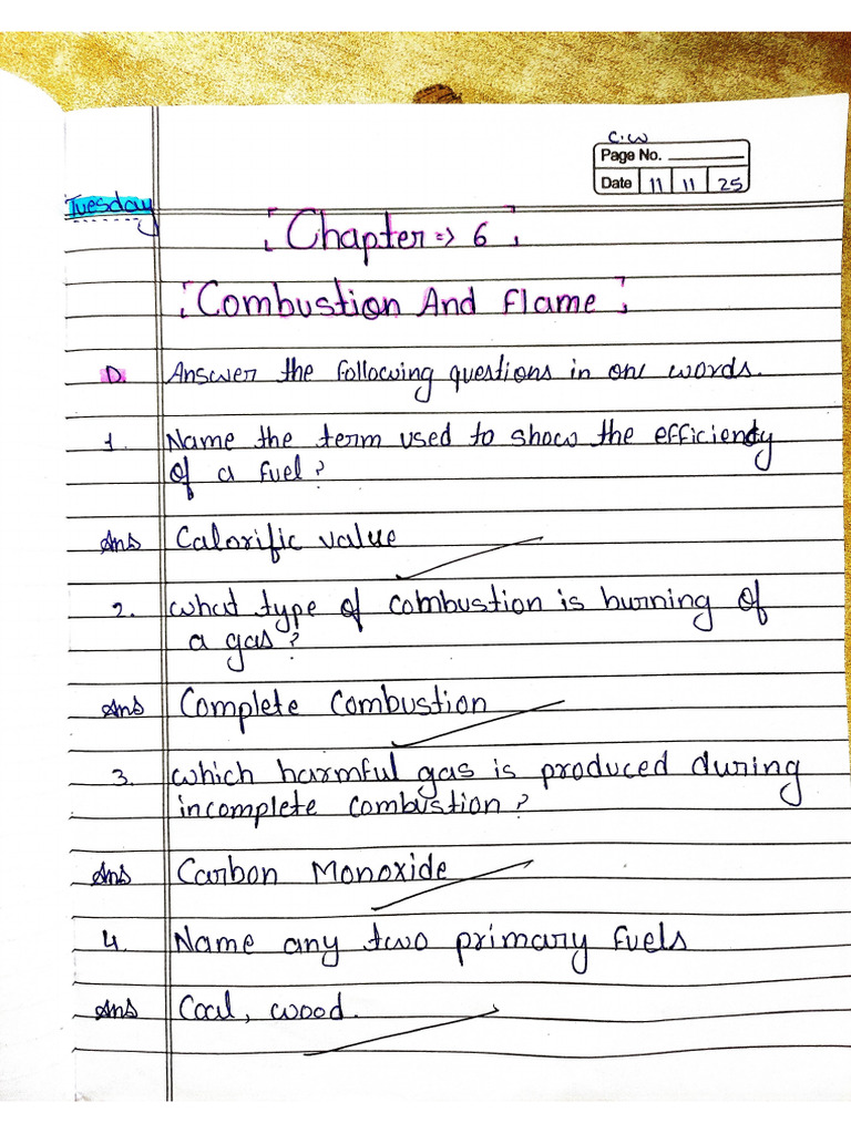 CH - 6 Combustion and Flame | PDF